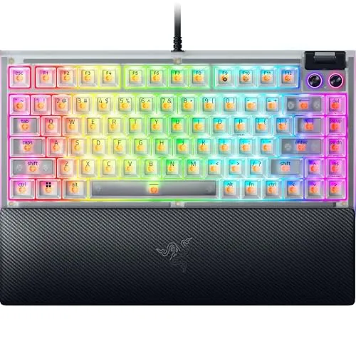 Razer BlackWidow V4 75% Mechanical Gaming Keyboard, Phantom White