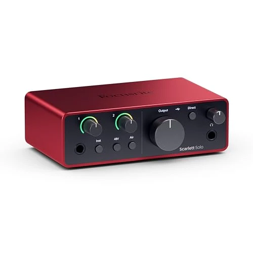Focusrite Scarlett Solo 4th Gen USB Audio Interface, for the Guitarist, Vocalist, or Producer — High-Fidelity, Studio Quality Recording, and All the Software You Need to Record