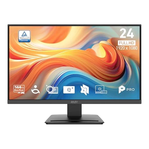 msi PRO MP241 E14V 24-inch IPS 1920 x 1080 (FHD) Office Monitor, 144Hz, Free-Sync, HDMI, DisplayPort, VESA Mountable, Tilt, Speaker, 4-Side Slim Bezel 1ms, Black