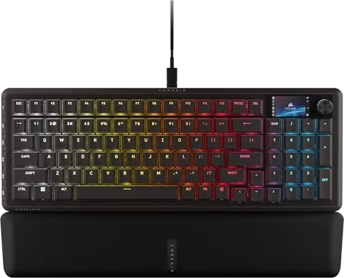 Corsair Vanguard 96 Wired Mechanical Gaming Keyboard – 96% Layout, MLX Fusion Tactile Switches, 8000Hz Polling, LCD Display, Virtual Stream Deck, G-Keys, SOCD Flashtap, QWERTY US – Black