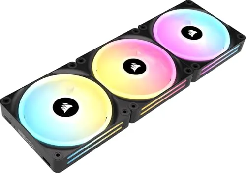 Corsair iCUE Link QX120 RGB 120mm Magnetic Dome RGB Fans - Triple Fan Starter Kit with iCUE Link System Hub - Black