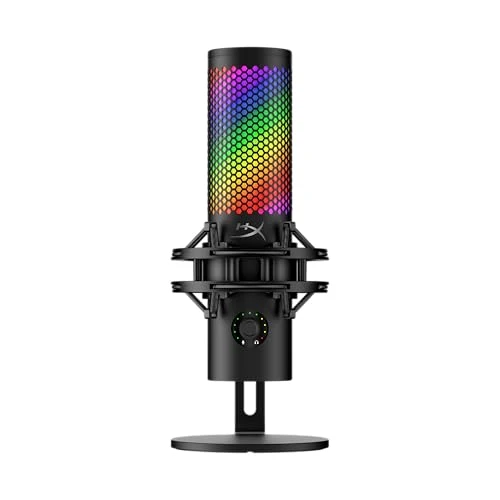 HyperX QuadCast 2 S – USB Microphone, with RGB Lighting, Streaming and Podcasting, with On-Board Controls, LED Lighting, Removable Shock Mount, PC, Mac, USB-C - Black