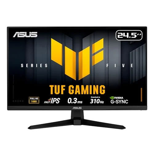 ASUS TUF Gaming Series 5 24.5” 1080P Monitor (VG259QMR5A) - Fast-IPS, 310Hz, 0.3ms, G-SYNC Compatible, FreeSync Premium, Extreme Low Motion Blur Sync, 99% sRGB, DisplayWidget, Gaming AI, 3 yr warranty