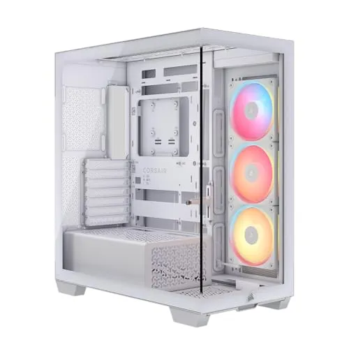 CORSAIR 3500X LX Reverse Fan RGB Mid-Tower PC Case – 3X Pre-Installed Fans, Panoramic Glass, Spacious Interior, GPU Anti-Sag, Includes iCUE Link System Hub – White