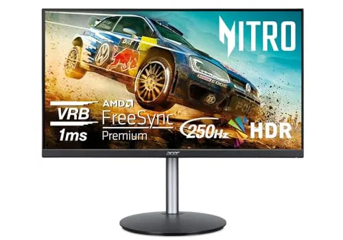 acer Nitro 24.5" Full HD 1920 x 1080 PC Gaming Monitor | AMD FreeSync Premium | Up to 250Hz Refresh | 1ms (VRB) | ZeroFrame | ErgoStand | 1 x Display Port 1.2 & 2 x HDMI 2.0 Ports