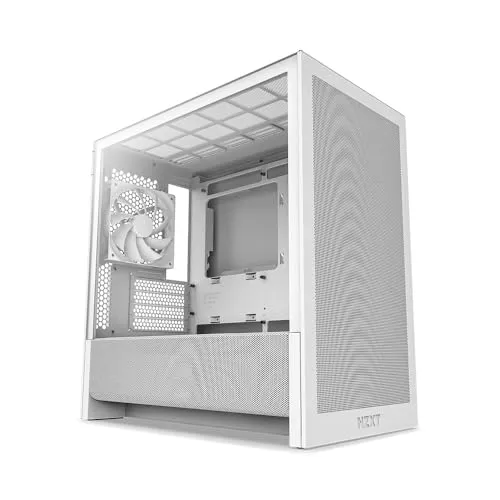 NZXT H3 Flow – Micro-ATX PC Case – Optimized Airflow – Includes 1 x 120mm Rear Fan – Supports Full-Sized GPUs – Fits 280mm Front, 240mm Top Radiator – Back-Connect Motherboard – White