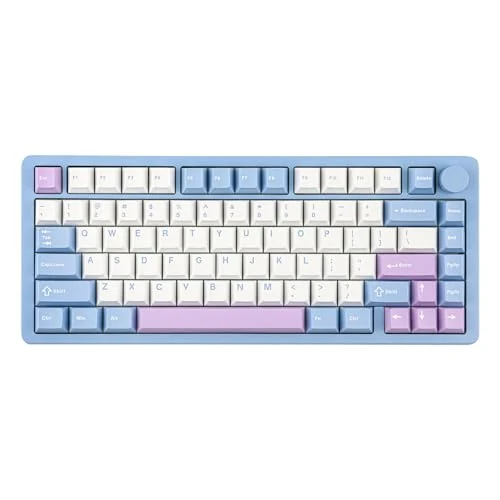 MechLands Blade75 Wireless Aluminum Mechanical Gaming Keyboard, BT5.0/2.4GHz/USB-C Hot Swappable Custom Creamy Keyboard with 4000mAh Battery, Knob, RGB Backlit, NKRO for Win/Mac/Games/Office (Blue)