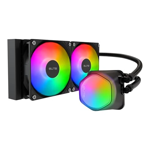 Cooler Master Elite Liquid 240 CPU AIO Cooler – 240mm Radiator, 2x ARGB PWM Fans, Dual-Chamber Pump Design, Ultra-Quiet High-Performance Cooling, AMD AM5/AM4 & Intel LGA 1851/1700, Black