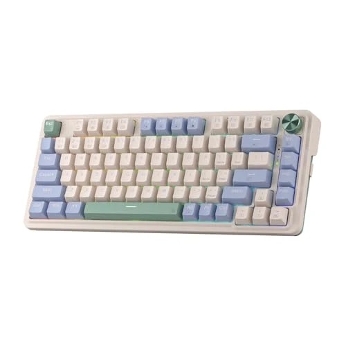 Redragon K673 PRO 75% Wireless Gasket RGB Gaming Keyboard, 3-Modes 81 Keys Compact Mechanical Keyboard w/Hot-Swap Socket, Dedicated Knob Control & Sound Absorbing Pads, Linear Red Switch