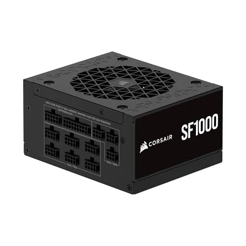 CORSAIR SF1000 (2024) Fully Modular Low Noise 80 Plus Platinum ATX Power Supply – 3.0 Compliant – PCIe 5.0 Ready – SFX-to-ATX Bracket Included – Black
