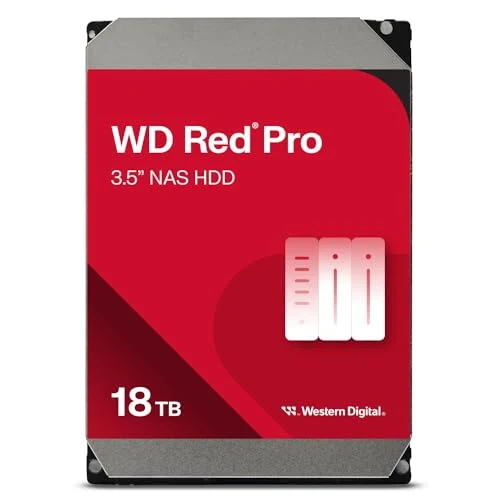 Western Digital 18TB WD Red Pro NAS Internal Hard Drive HDD - 7200 RPM, SATA 6 Gb/s, CMR, 512 MB Cache, 3.5" - WD181KFGX