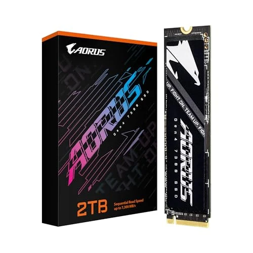 AORUS Gen4 7300 SSD 2TB (w/o Heat Spreader) PCIe 4.0 NVMe M.2 Internal Solid State Drive with Read Speed Up to 7300MB/s, Write Speed Up to 6850MB/s, AG4732TB N
