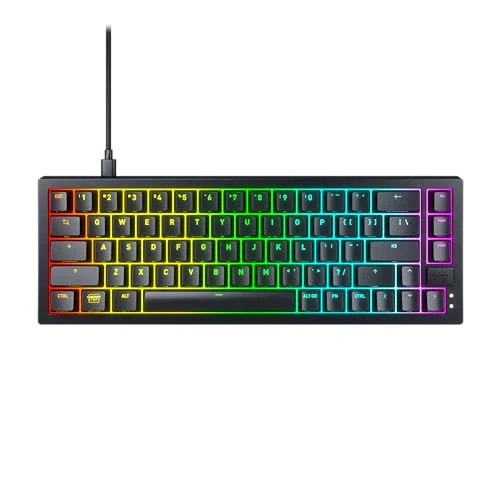 Xtrfy Cherry K5V2 Compact, Mechanical Gaming Keyboard in 65% Format US Layout Hot Swappable, Cherry MX2A RED Switches (Black)