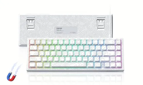 Womier M68 HE V2 Rapid Trigger Keyboard 60% Percent, Hall Effect Topographic Gaming Keyboard, Wired RGB Custom Mechanical Key Board with Magnetic Switch, PBT Keycaps for Mac/Win (White)
