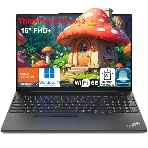 Lenovo ThinkPad E16 G2 16" FHD+ Business Laptop Computer, AMD Octa-Core Ryzen 7 7735HS (Beat i7-1355U), 64GB DDR5 RAM, 1TB PCIe SSD, WiFi6E, Backlit KB, Fingerprint Reader, Windows 11 Pro, Vent-Hear
