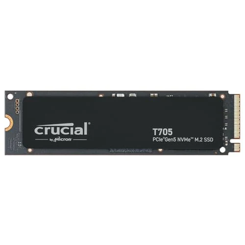 Crucial T705 4TB PCIe Gen5 NVMe M.2 SSD - Up to 14,100 MB/s - Game Ready - Internal Solid State Drive (PC) - +1mo Adobe CC - CT4000T705SSD3