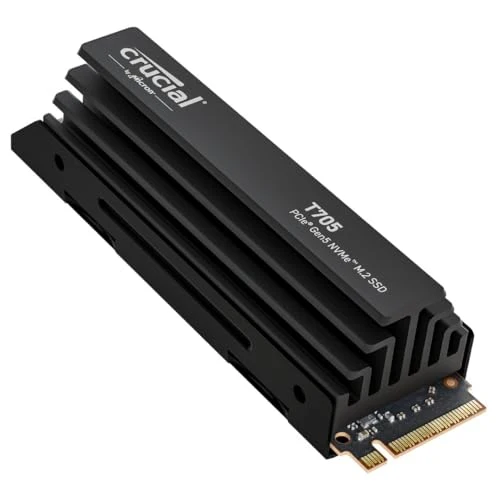 Crucial T705 4TB PCIe Gen5 NVMe M.2 SSD with Heatsink- Up to 14,100 MB/s - Game Ready - Internal Solid State Drive (PC) - +1mo Adobe CC - CT4000T705SSD5