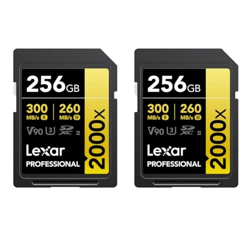 Lexar Gold Series Professional 2000x 256GB UHS-II SDXC Memory Card, 2-Pack