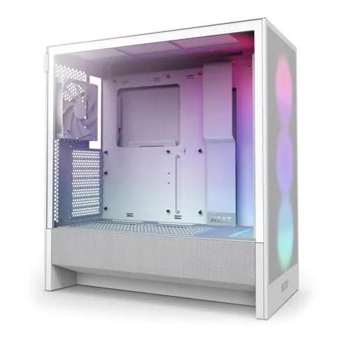 NZXT H5 Flow RGB 2024 - Compact ATX Mid-Tower PC Gaming Case - High Airflow - F360 RGB Core (CV) Included - 360mm Front & 240mm Top Radiator Support - Cable Management - Tempered Glass - White
