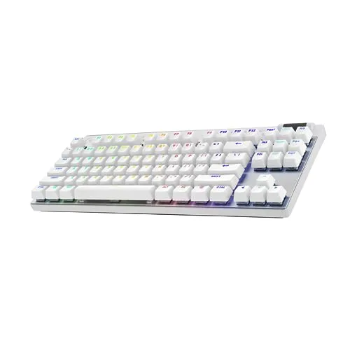Logitech G PRO X TKL LIGHTSPEED Wireless Gaming Keyboard, Ultra-Portable Tenkeyless Design, LIGHTSYNC RGB, PBT keycaps, Tactile Switches (GX Brown) - White