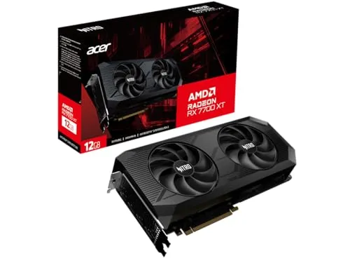 Acer Nitro AMD Radeon RX 7700 XT Overclocking Graphics Card | 12GB GDDR6 192-bit 18 Gbps | Dual Nitro FrostBlade Ringed Fans | TPD 291W | 1 x HDMI 2.1 & 3 x DisplayPort 2.1