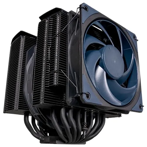 Cooler Master MasterAir MA824 Stealth Dual Tower CPU Air Cooler, 8 Heat Pipes, Dual Mobius 120|130mmFans, Nickel-Plated Copper Base, AMD Ryzen AM5/AM4, Intel LGA1700/1200 (MAM-D8PN-318PK-R1)