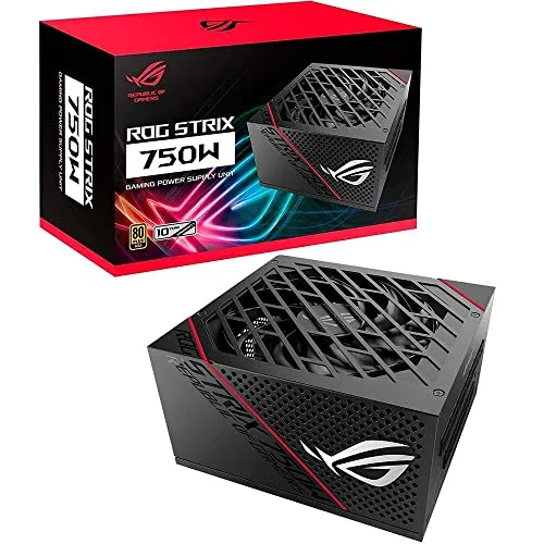 ASUS ROG Strix 750 Fully Modular 80 Plus Gold 750W ATX Power Supply with 0dB Axial Tech Fan and 10 Year Warranty