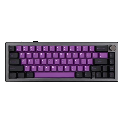 EPOMAKER EK68 65% Wireless Gaming Keyboard, Hot Swappable Gasket Mechanical Keyboard with Metal Knob, Bluetooth 5.0/2.4Ghz Wireless/USB-C Wired Custom Keyboard (Black Purple, Budgerigar Switch)