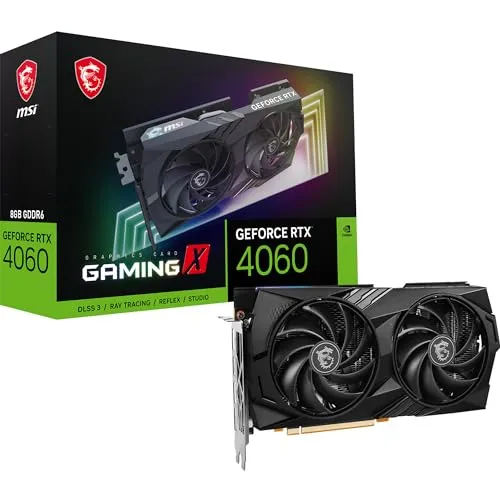 MSI GeForce RTX 4060 GAMING X 8G Graphics Card - RTX 4060 GPU, 8GB GDDR6 (17Gbps/128-bit), PCIe 4.0 - TWIN FROZR 9 (2 x TORX Fan 5.0), RGB - HDMI 2.1, DisplayPort 1.4a