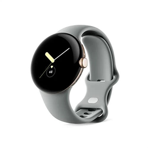Google Pixel Watch, Champagne Gold Stainless Steel Case, Active Band in Hazel, WiFi/BT, 41mm