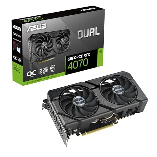 ASUS Dual GeForce RTX™ 4070 EVO OC Edition 12GB GDDR6X is Designed for Broad Compatibility, with a 2.5-Slot Design, Axial-tech Fan Design, 0dB Technology, Auto-Extreme Technology, and More