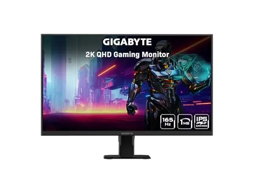 GIGABYTE GS27Q 27" 165Hz 1440P Gaming Monitor, 2560 x 1440 SS IPS Display, 1ms (MPRT) Response Time, HDR Ready, FreeSync Premium, 1x Display Port 1.4, 2X HDMI 2.0