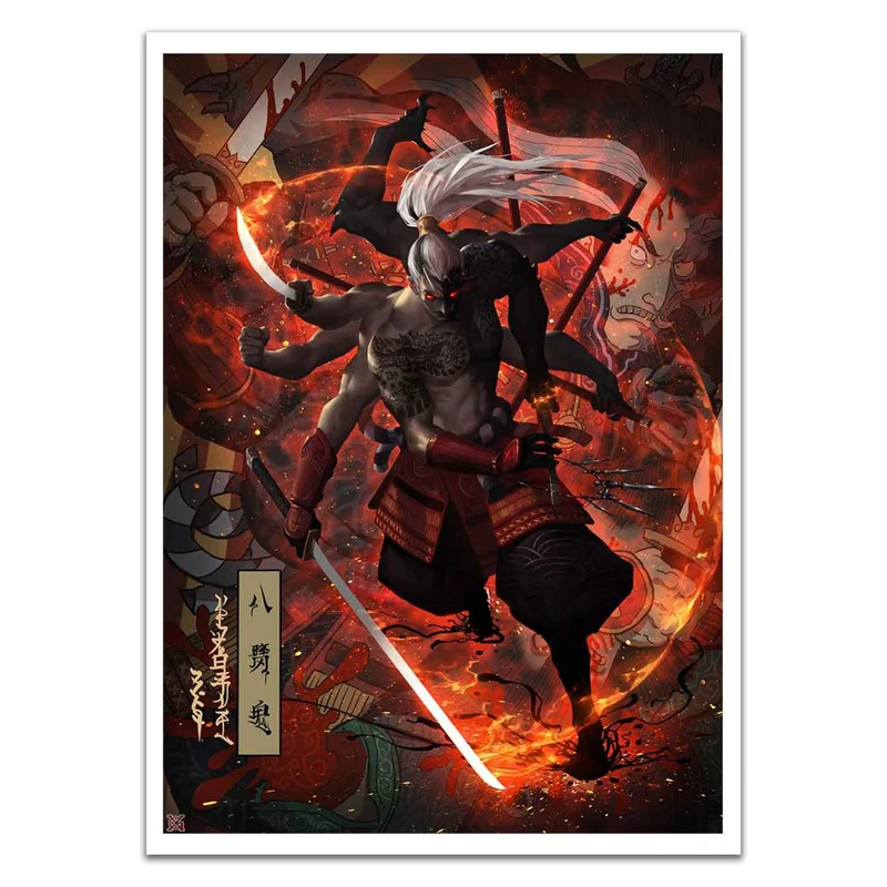 Multiple Hand Red-Eyed Samurai Card Sleeves