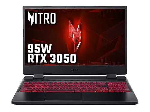 Acer Nitro 5 AN515-58 Gaming Laptop - Intel Core i5-12450H, 16GB, 512GB SSD, NVIDIA GeForce RTX 3050 4G, 15.6" FHD IPS 144Hz, Windows 11, Black