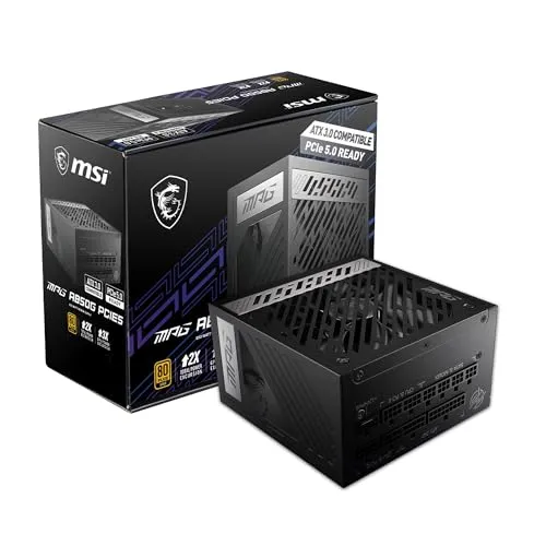 MSI MPG A850G PCIE 5 & ATX 3.0 Gaming Power Supply - Full Modular - 80 Plus Gold Certified 850W - 100% Japanese 105°C Capacitors - Compact Size - ATX PSU