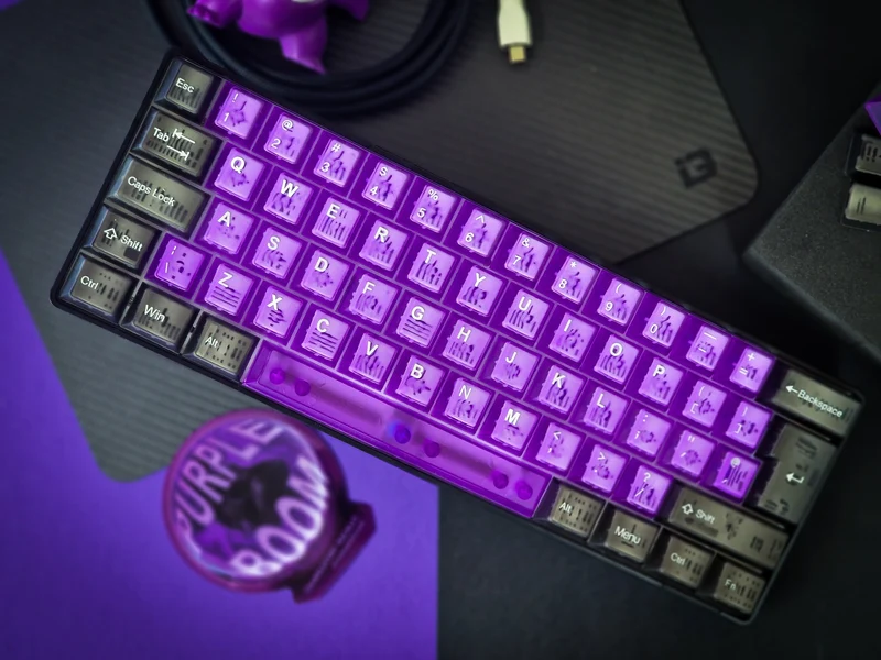 Doorschijnende paarse boom keycap-set